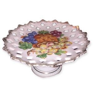 NORCREST Fruit Plate Vintage China Pedestal Fruit Plate